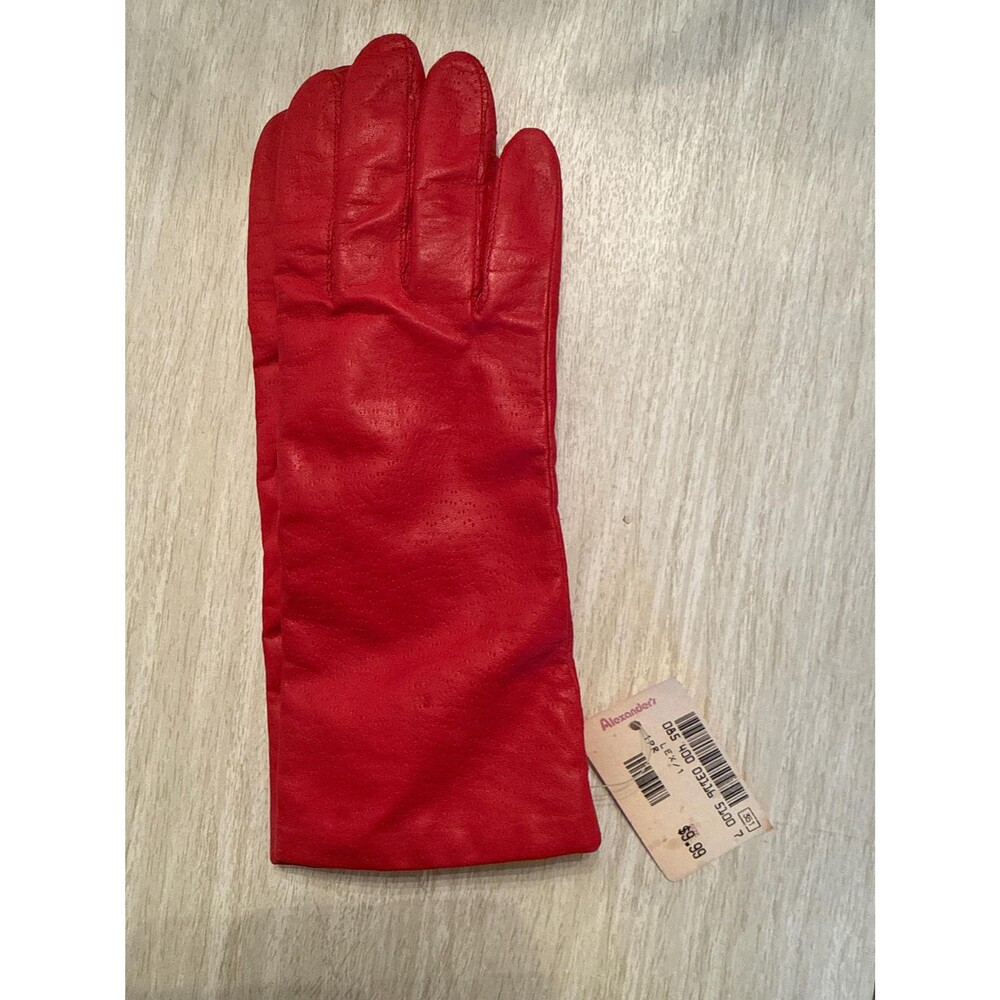 Vintage Fownes Red Leather gloves, size 7  1/2, NEW with department store tag
